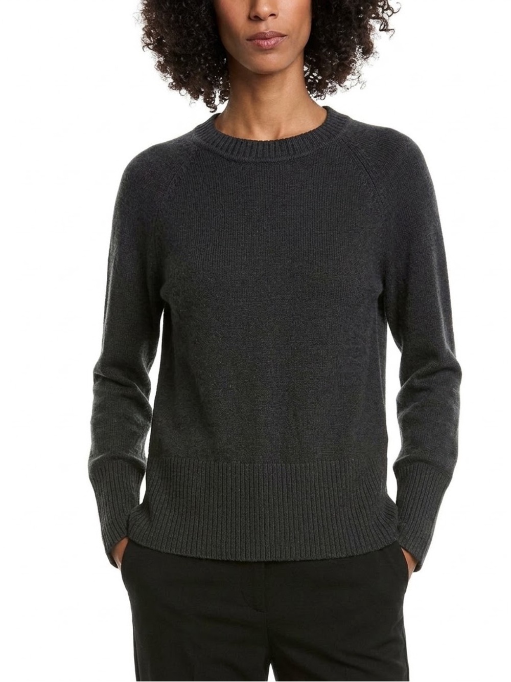 Magaschoni Crew Neck Sweater- Charcoal/Black